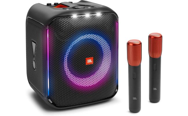 JBL Partybox Encore 2 Portable Party Speaker with 2x Digital Wireless Mic, 100W Powerful Sound, Dynamic Light Show, IPX Splash Proof, 10 Hours of Playtime, Multisource Playback - Black